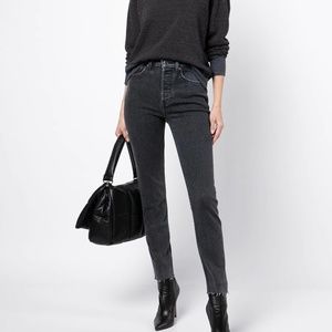 RE/DONE Extra Stretch High Rise Ankle Crop - Size 26, Stoned Noir